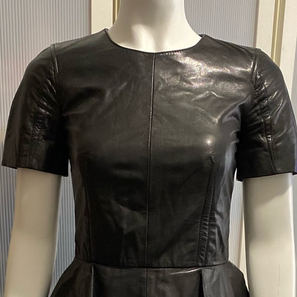 NWOT Alexander MCQueen Leather Black Mid Length Dress Size IT36-SP - Picture 7 of 16